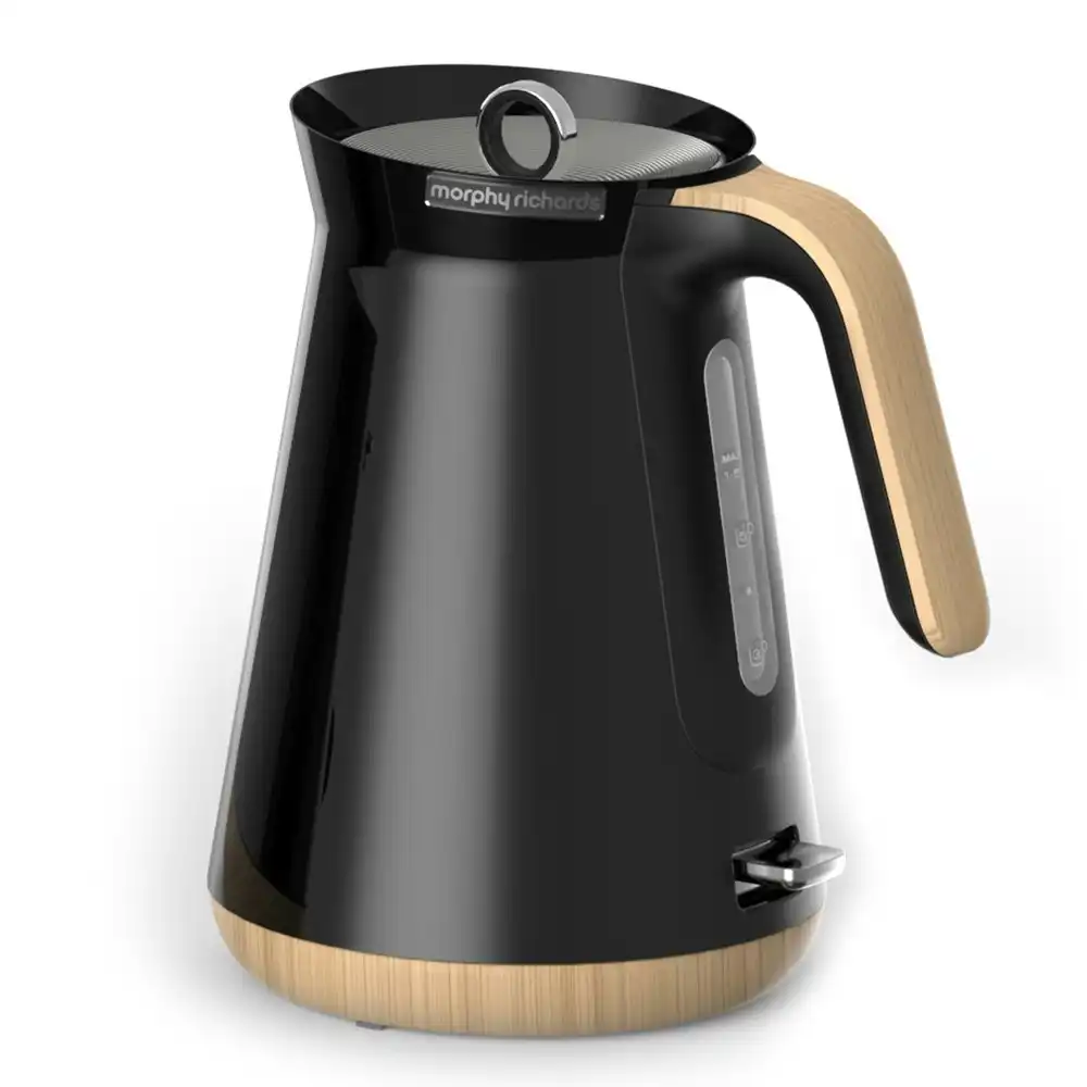 Morphy Richards 100007 Scandi Black Aspect 1.5L Kettle/Boiler/Jug w/ Wooden Trim