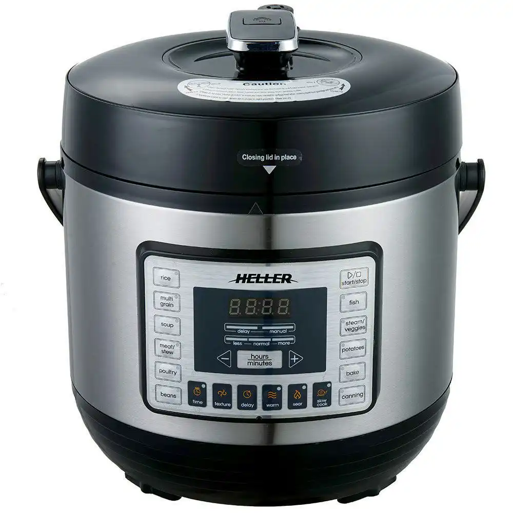 Heller HPC1000 6L Electric Digital Slow Pressure Cooker Stainless Steel 1000W