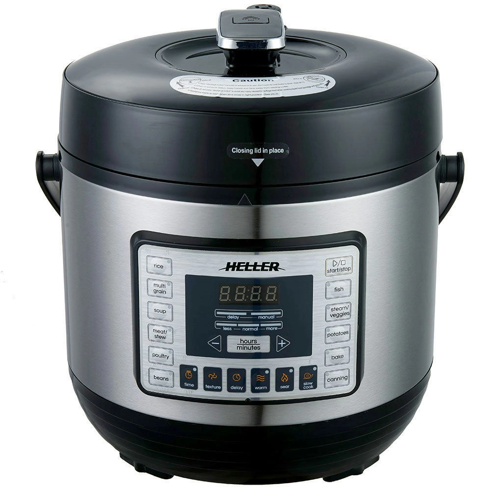 Heller HPC1000 6L Electric Digital Slow Pressure Cooker Stainless Steel 1000W