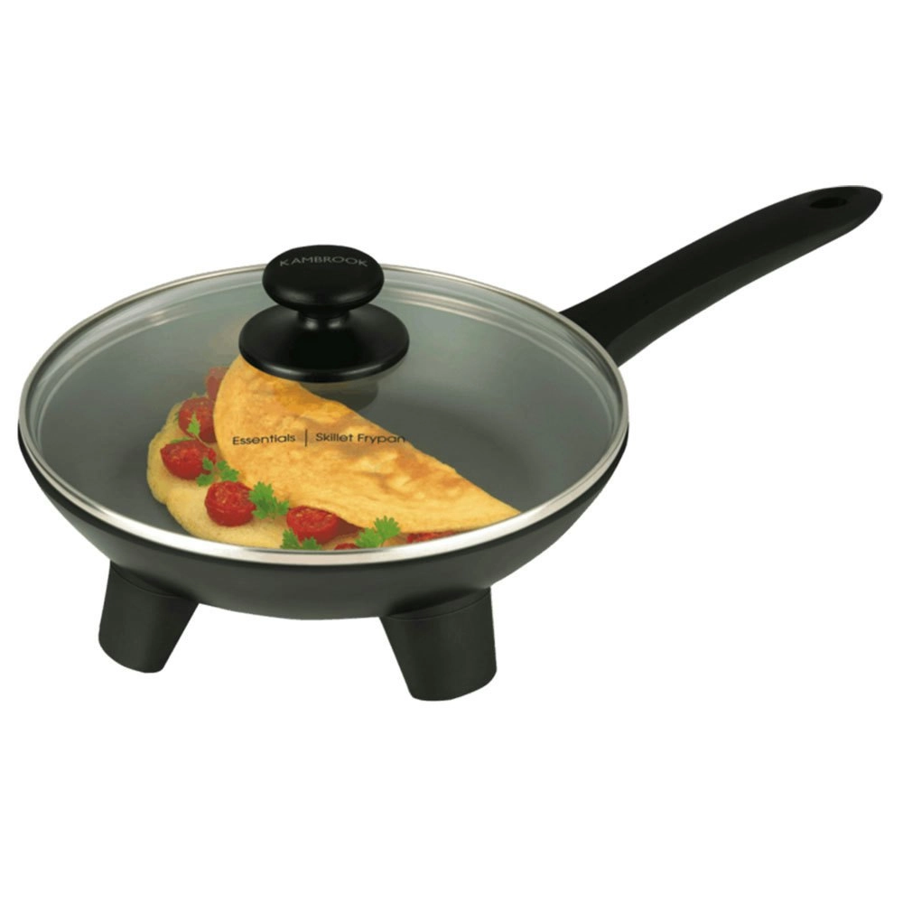 Kambrook 24cm Electric Die-Cast Non-Stick Skillet Frypan Glass Lid/Pancake Maker