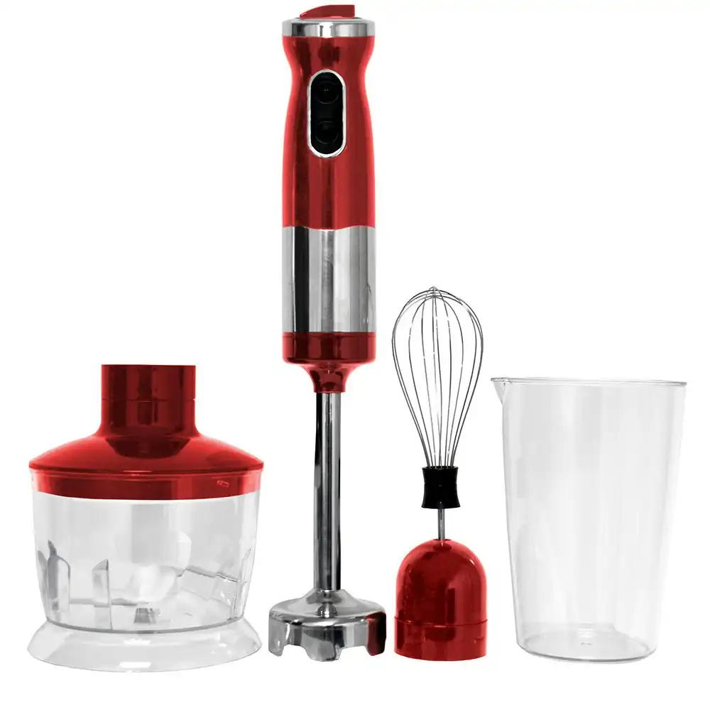 Healthy Choice 700W Electric Hand Stick Blender Food Chopper Mixer Beater Red