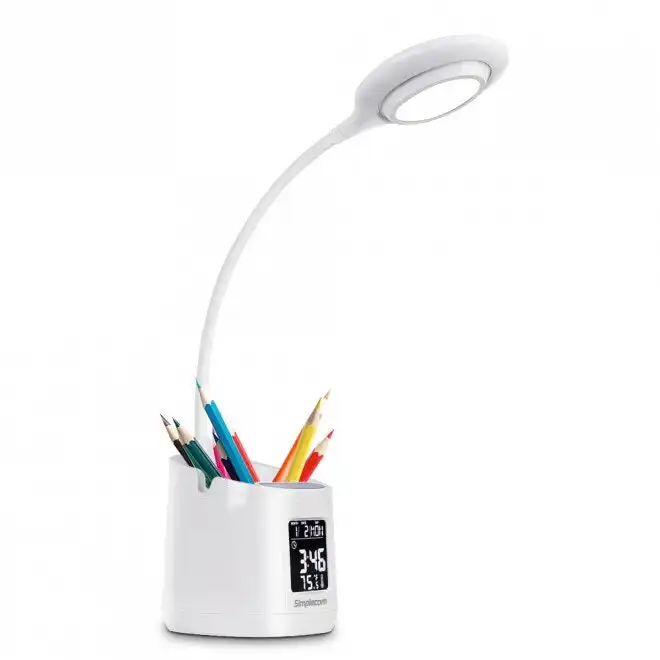 Simplecom 54cm EL621 LED Desk Lamp 5W Night Light w/ Pen Holder/Digital Clock