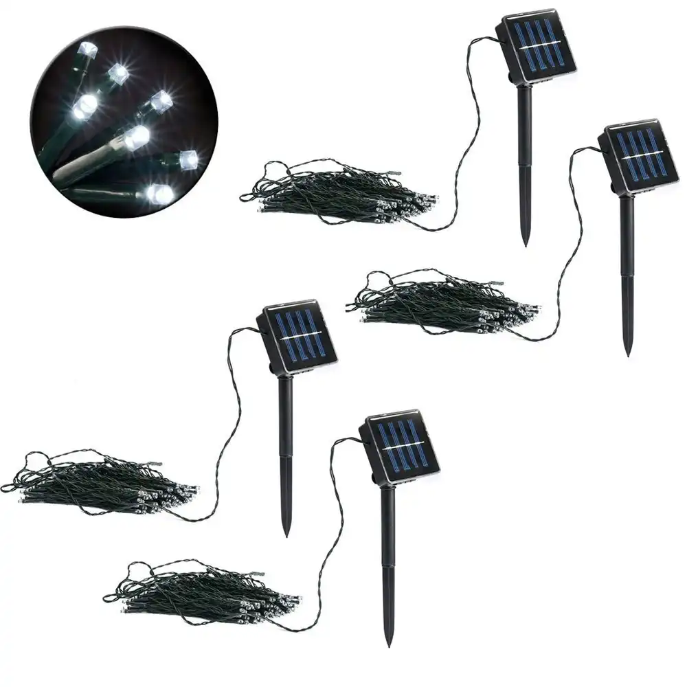 4x Lenoxx 300 Outdoor Solar Power String Fairy LED Lights Christmas Party White