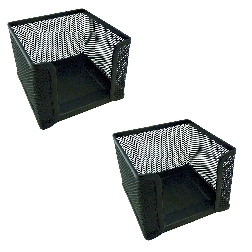 2PK Esselte Home/Work Mesh Memo/Notes Cube Holder Stationery Desk Organiser BK