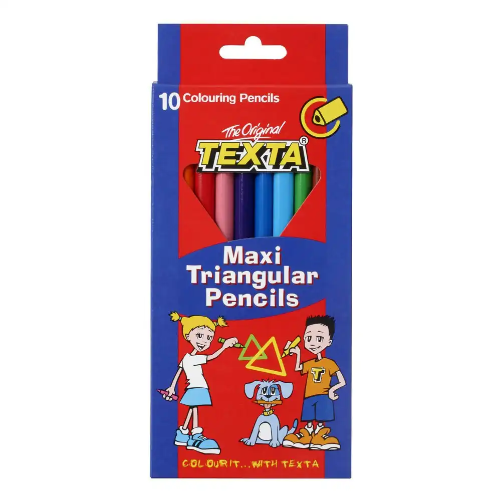 10pc Texta Maxi Triangular Colouring Pencils Art Drawing Coloured Sketch f/ Kids