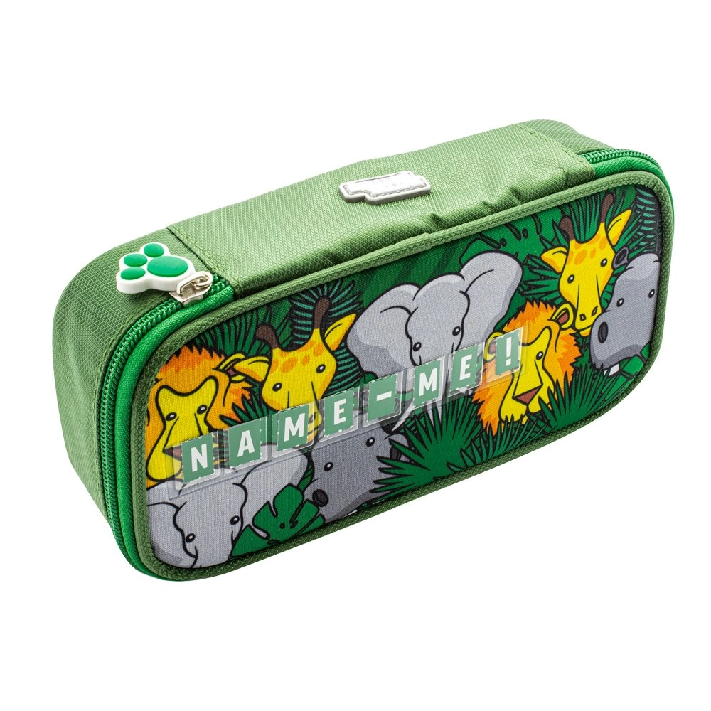 Glitter Critters Name Me 12 Slots Custom Name/Label Kids Pencil Case GRN Jungle