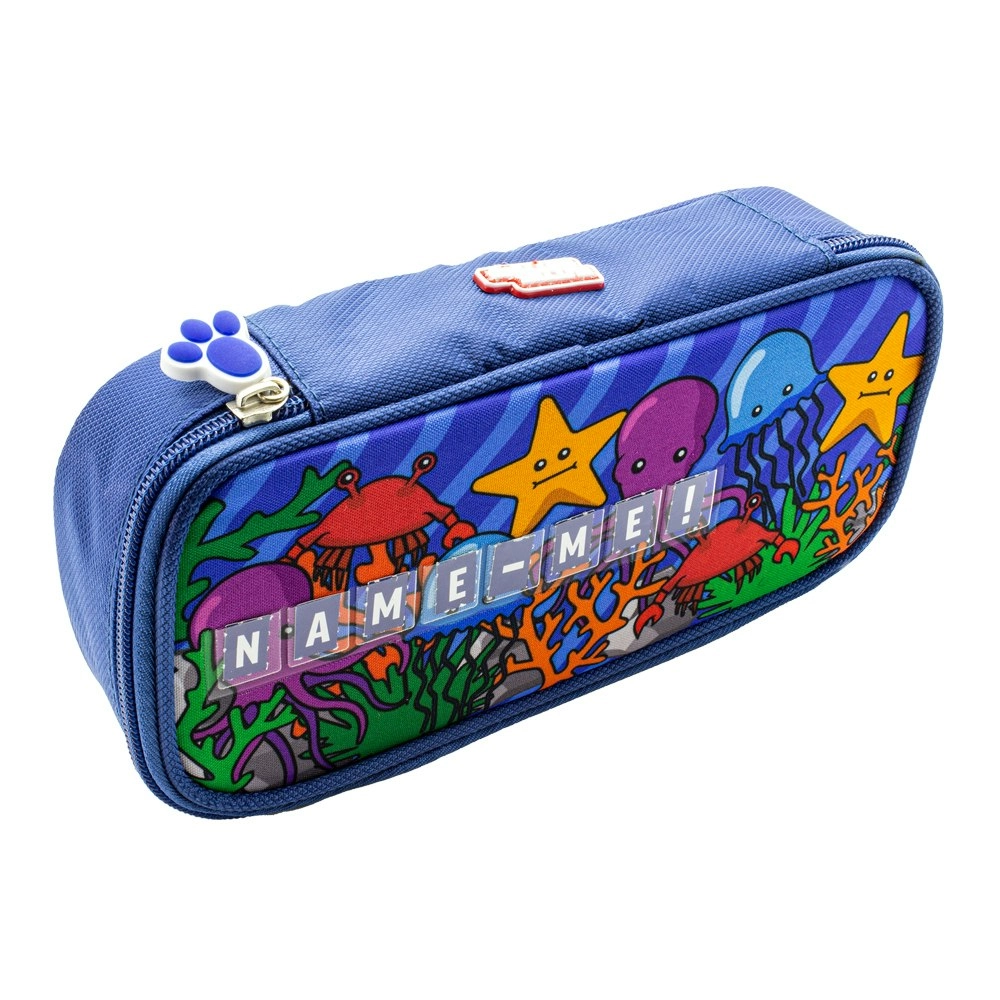 Glitter Critters Name Me 12 Slots Custom Name/Label Kids Pencil Case Blue Ocean