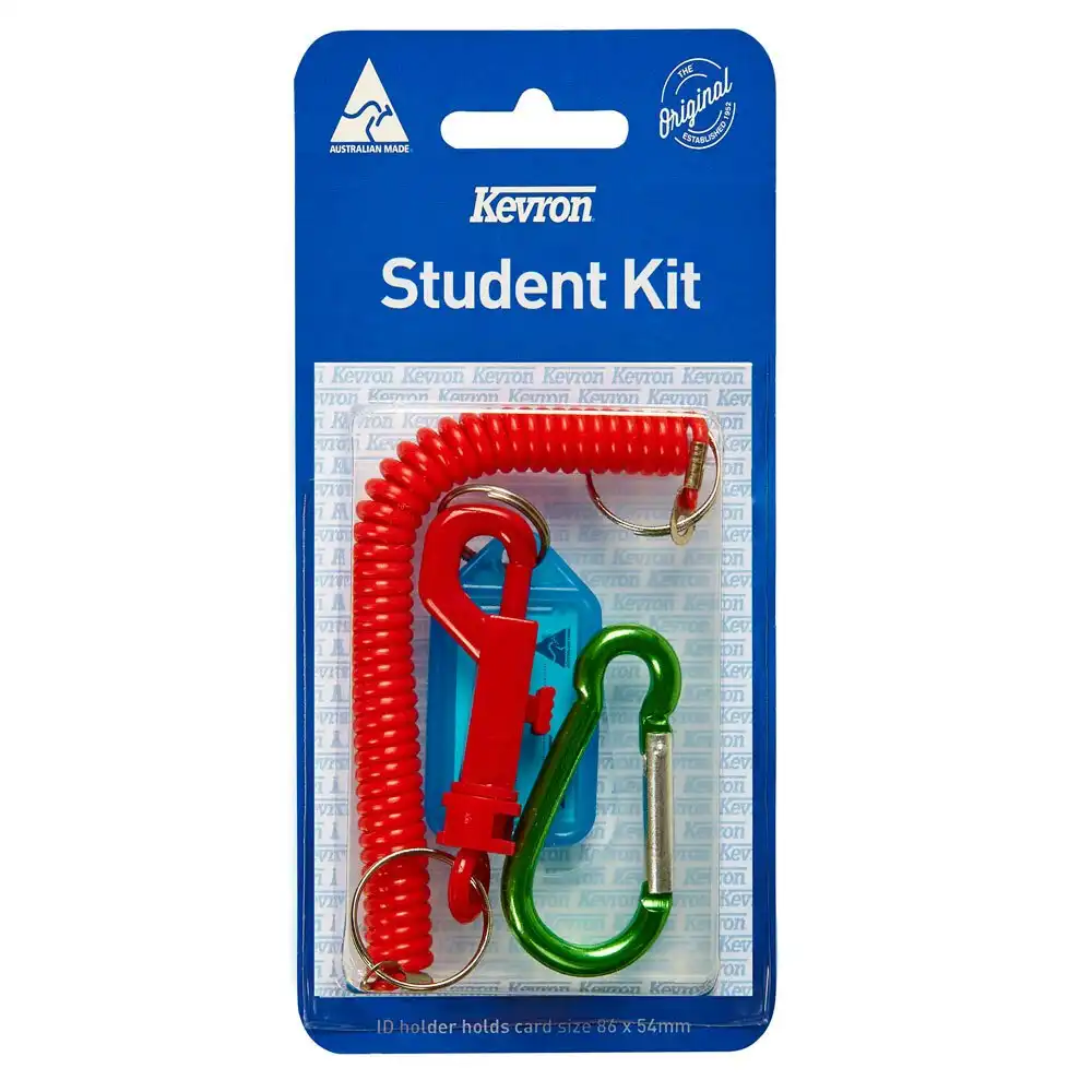 4pc Kevron School ID Student Card Name Tag Holder Kit/Carabiner Assorted Colour