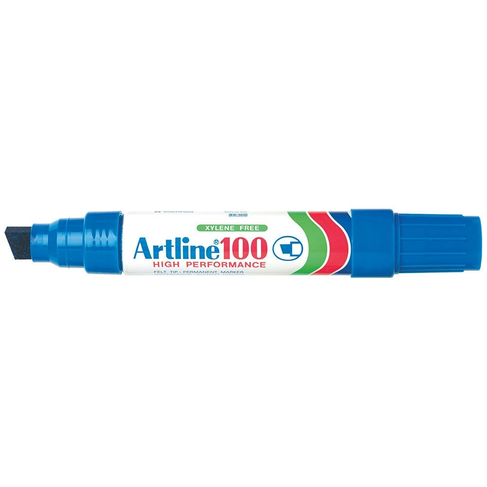 Artline 100 Jumbo Permanent Chisel Whiteboard Writing 7.5-12mm Marker Pen Blue