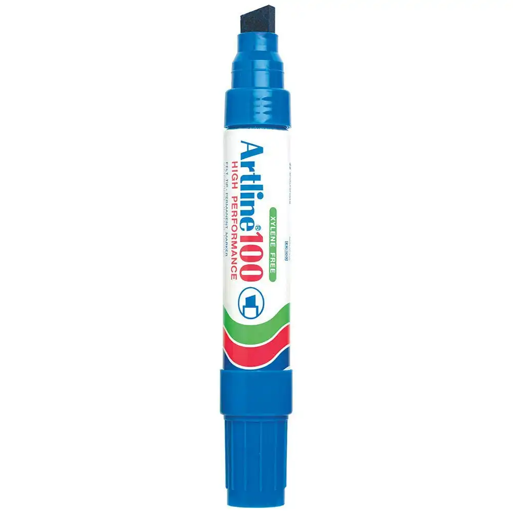Artline 100 Jumbo Permanent Chisel Whiteboard Writing 7.5-12mm Marker Pen Blue