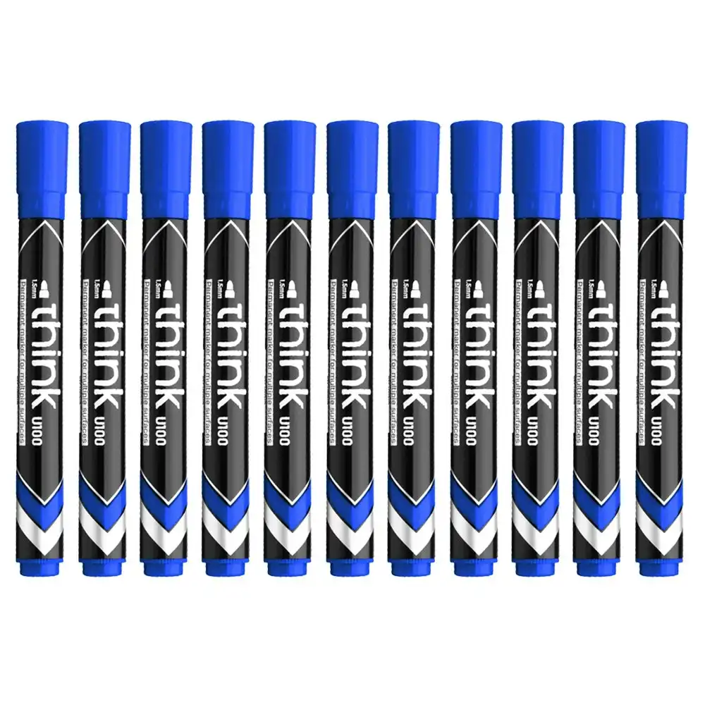 12pc Deli Think 1.5mm Waterproof/Wear Resistant Permanent Markers/Pen Blue