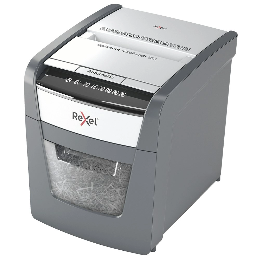 Rexel Optimum AutoFeed+ Office 20L 50x Cross Cut Shredder 6 Paper Sheets/Cutter