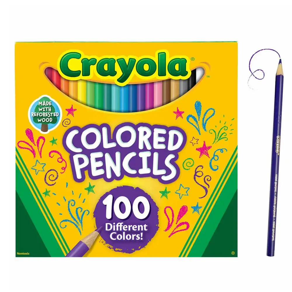 100pc Crayola Coloured Pencil Colouring Non Toxic Crayons Drawing Arts Kids 3y+