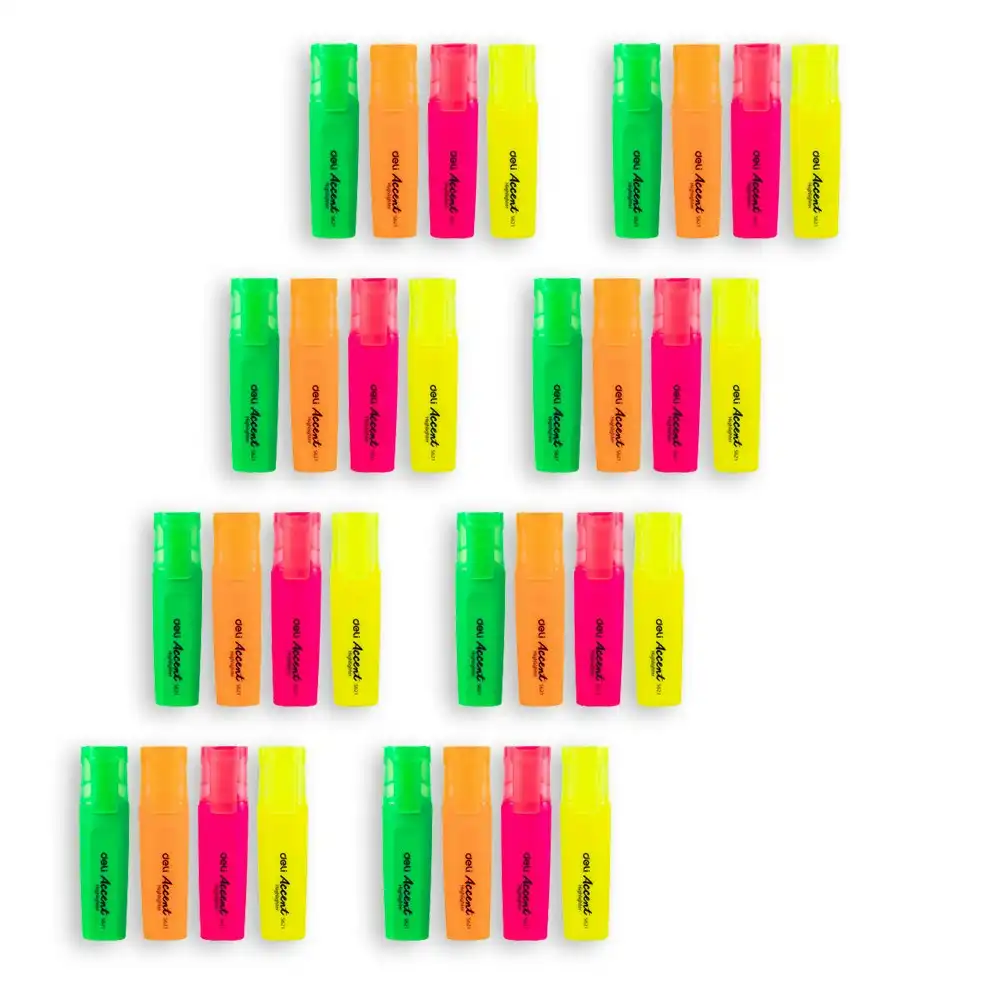 8x 4pc Deli Paper Highlighter 5mm Dry Fast Non Toxic Bullet Nib Assorted Colours