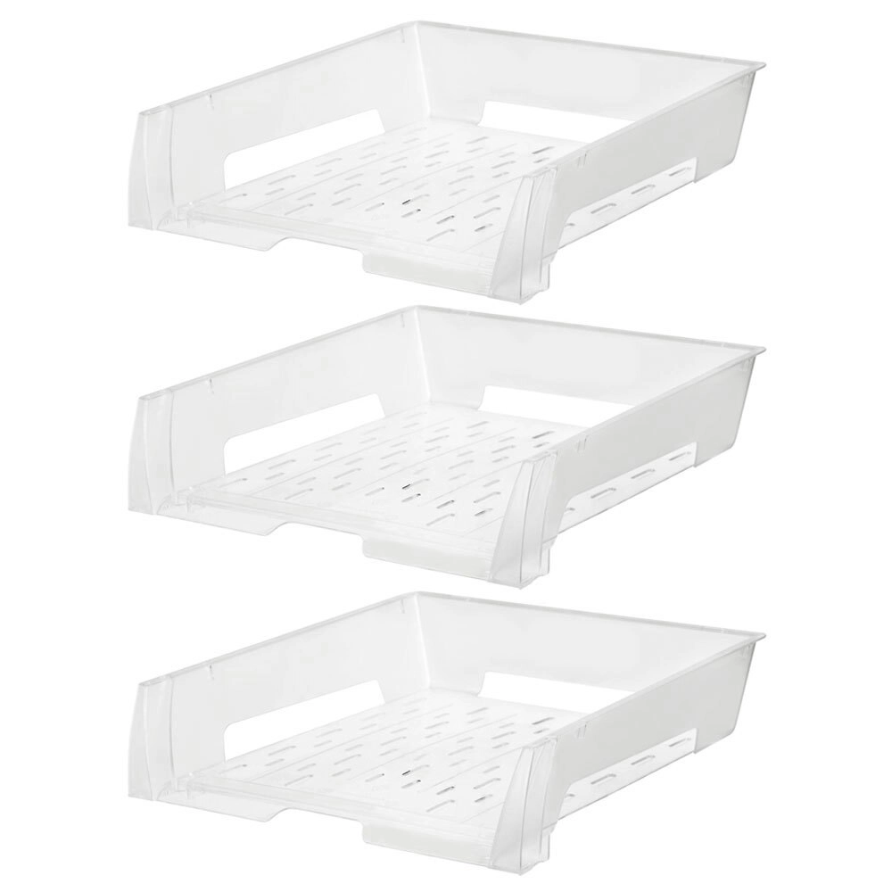 3PK Esselte A4 Document Tray Organiser Storage Holder Desk Stationery Rack Clear