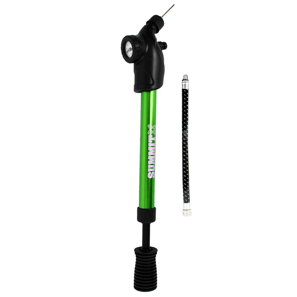 Summit Hand Pressure Air Pump/Inflator w/Gauge for Bike/Sport Ball/Soccer Green