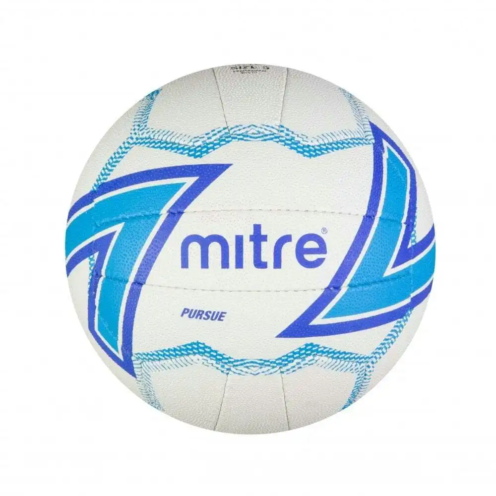 Mitre Pursue Netball Ball F18P Size 5 Match Quality Grip Training/Sport WHT Game