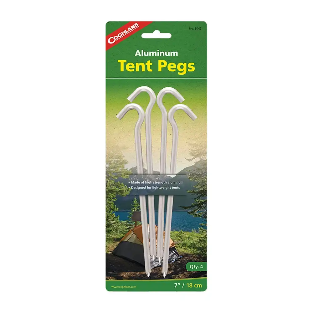 4pc Coghlans 18cm Aluminium Pegs Camping/Hiking Outdoor for Tent/Tarps Silver