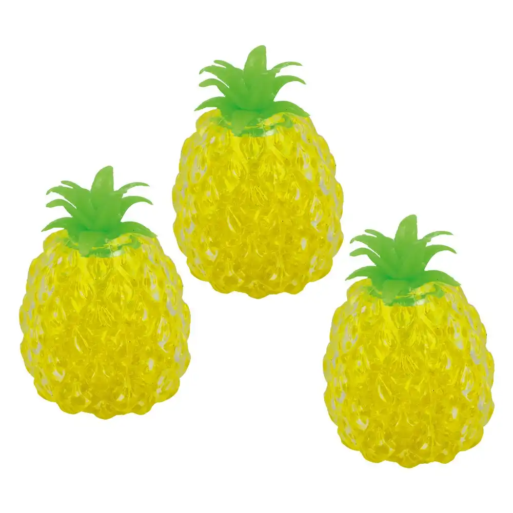 3x Fumfings Novelty Squeezy Bead Pineapples 11cm Squish Fun 3y+ Toys Child/Kids