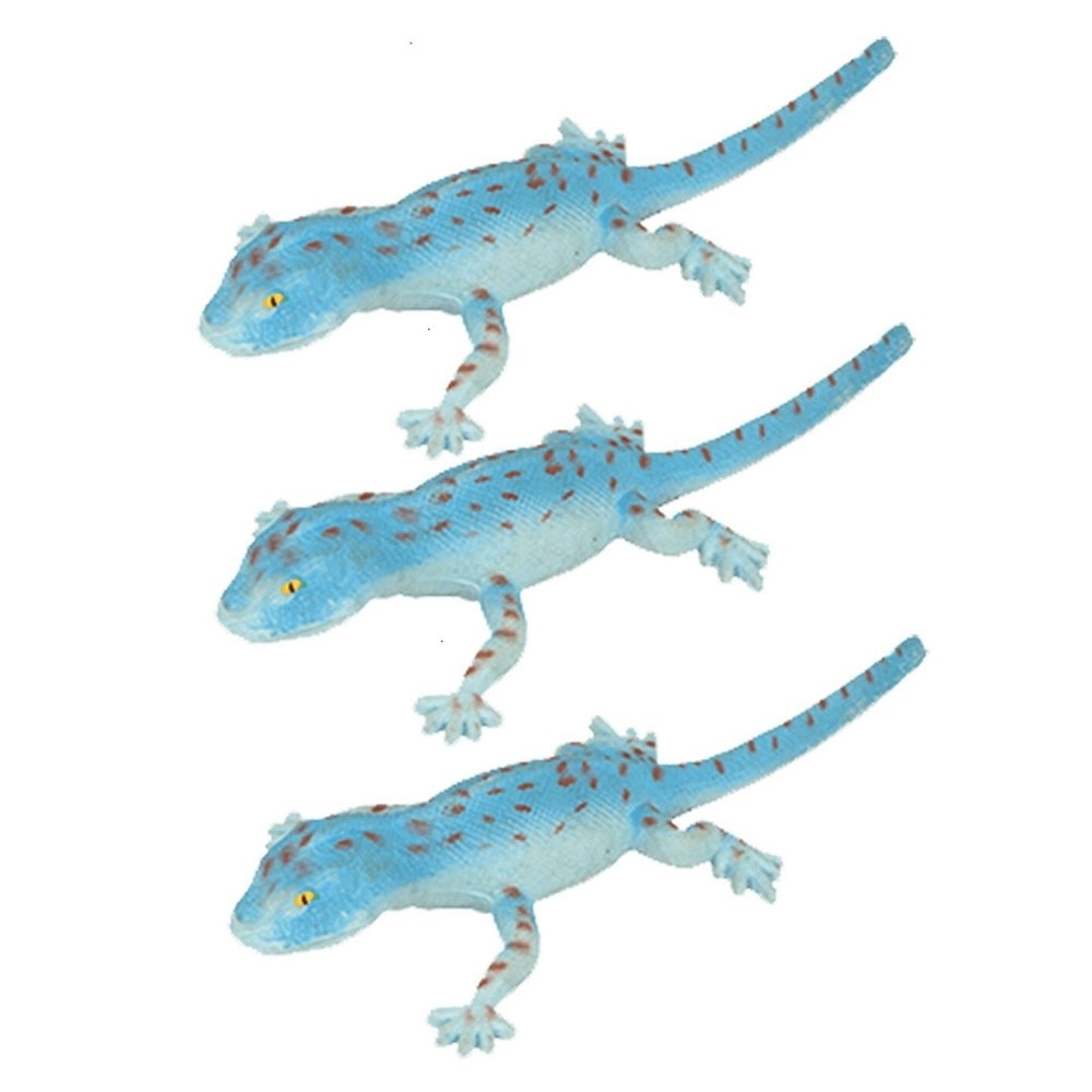 3x Fumfings Animal Stretchy Beanie 25cm Tokay Lizard 3y+ Toys Children/Kids Blue