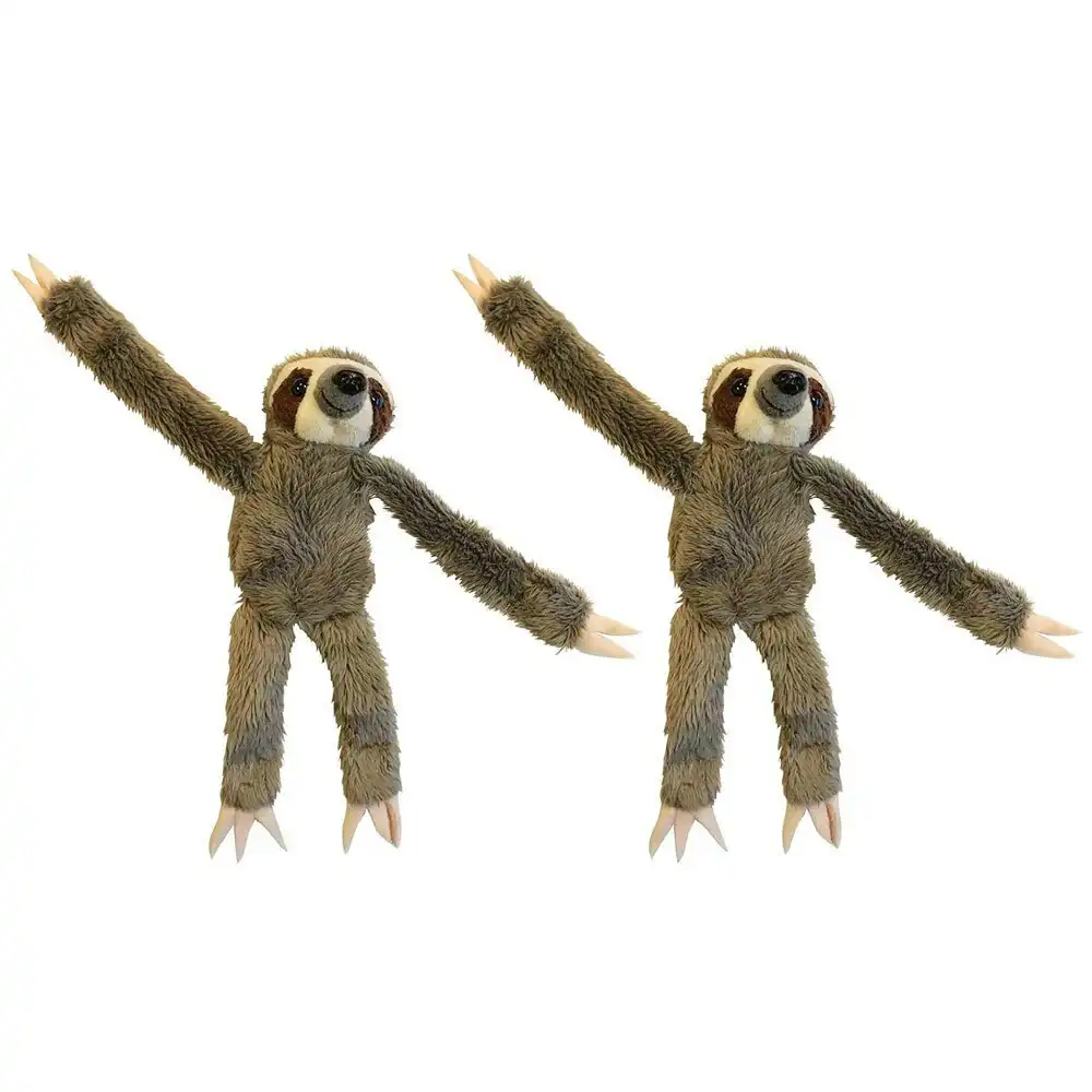 2x Magnet Mates Sloth 24cm Stick Metal Animal Plush Toys Kids/Toddler/Child3y+