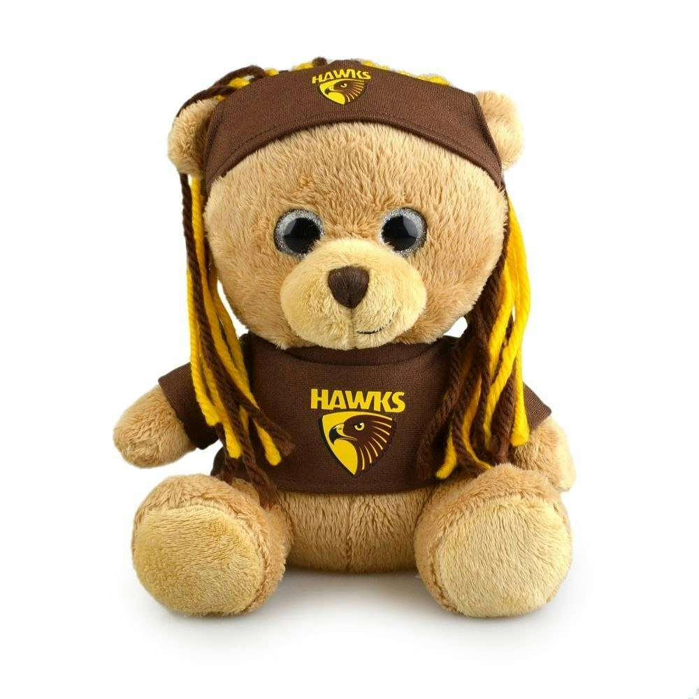 AFL Sparkle Fanatic Hawthorn Kids/Children 20cm Footy Team Soft Bear Toy 3y+