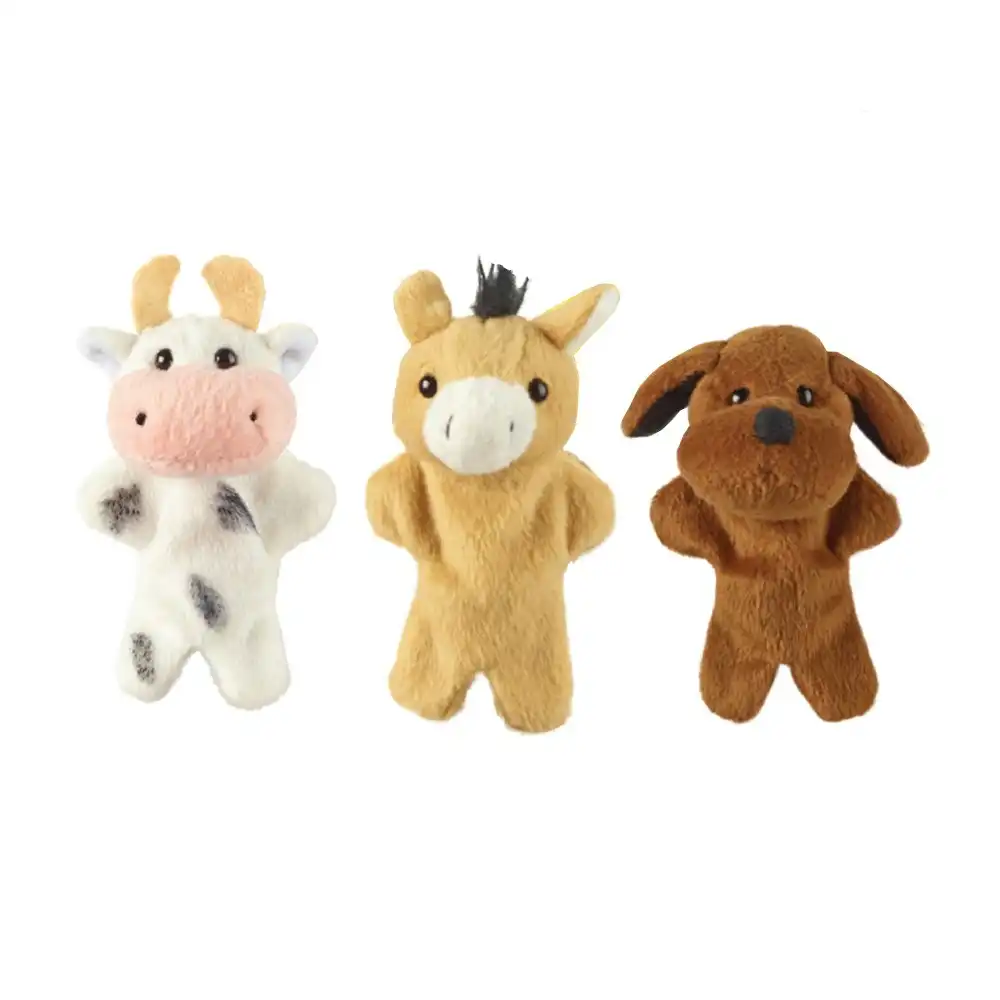 3x Living Nature Farm Finger Puppets 10cm Soft Collectible Fun Toys Kids Assort