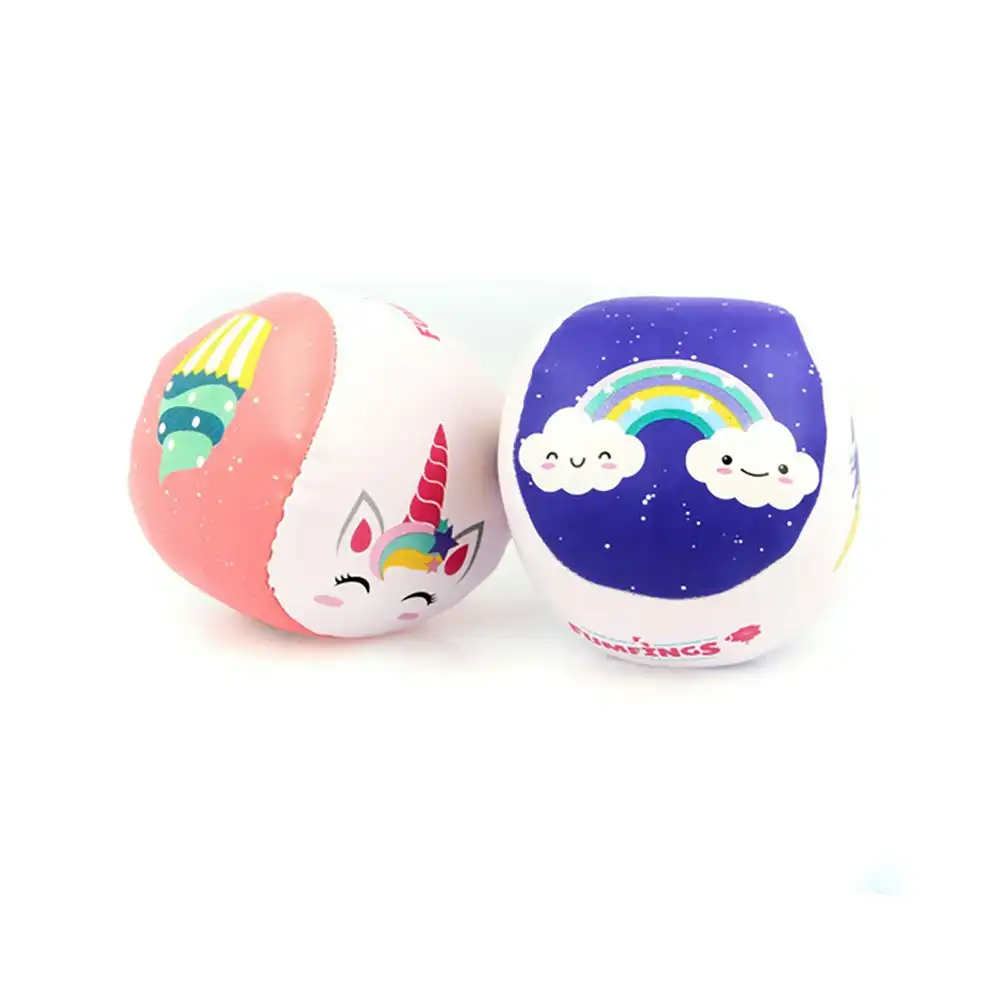 2x Fumfings Novelty Unicorn Soft Sewn Ball 9cm Play Soft Toys Child/Toddler 0m+