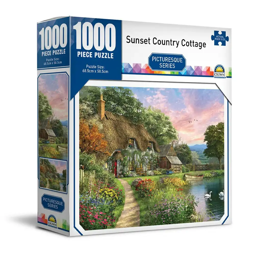 1000pc Crown Picturesque Series Sunset Cottage 68.5cm Jigsaw Puzzle Toy 8y+ Kids