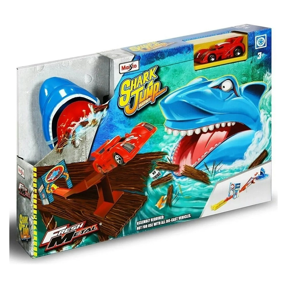 Maisto Fresh Metal Shark Jump Kids Car Track Race Playset w/Die Cast Car 3y+