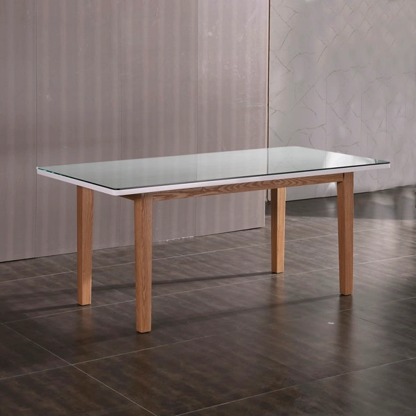 Dining Table White Top High Glossy Wooden Base