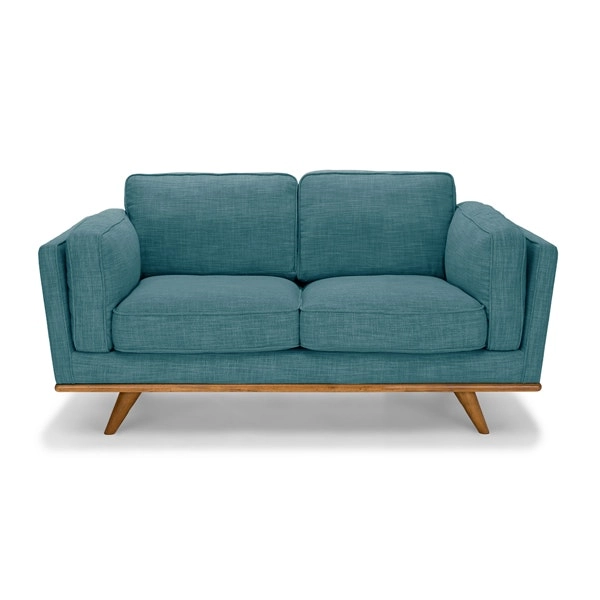 2 Seater Sofa Teal Fabric Lounge Set for Living Room Couch with Wooden Frame