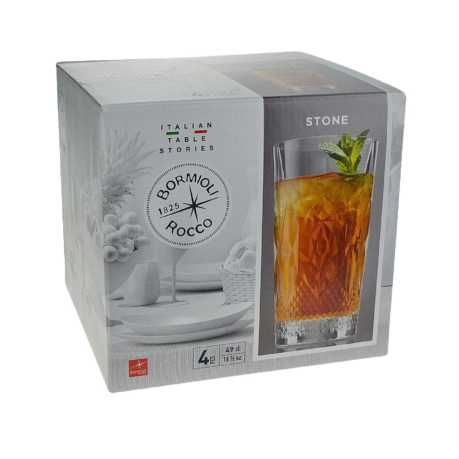 Bormioli Rocco STONE HIGHBALL TUMBLERS 490ml SET 4