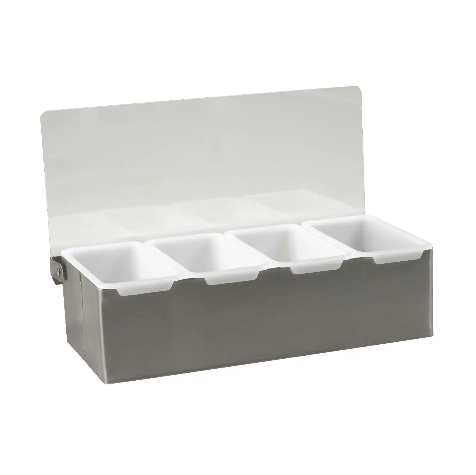 Cocktail Bar 4 Compartment Condiment Dispenser   Stainless Steel And Plastic