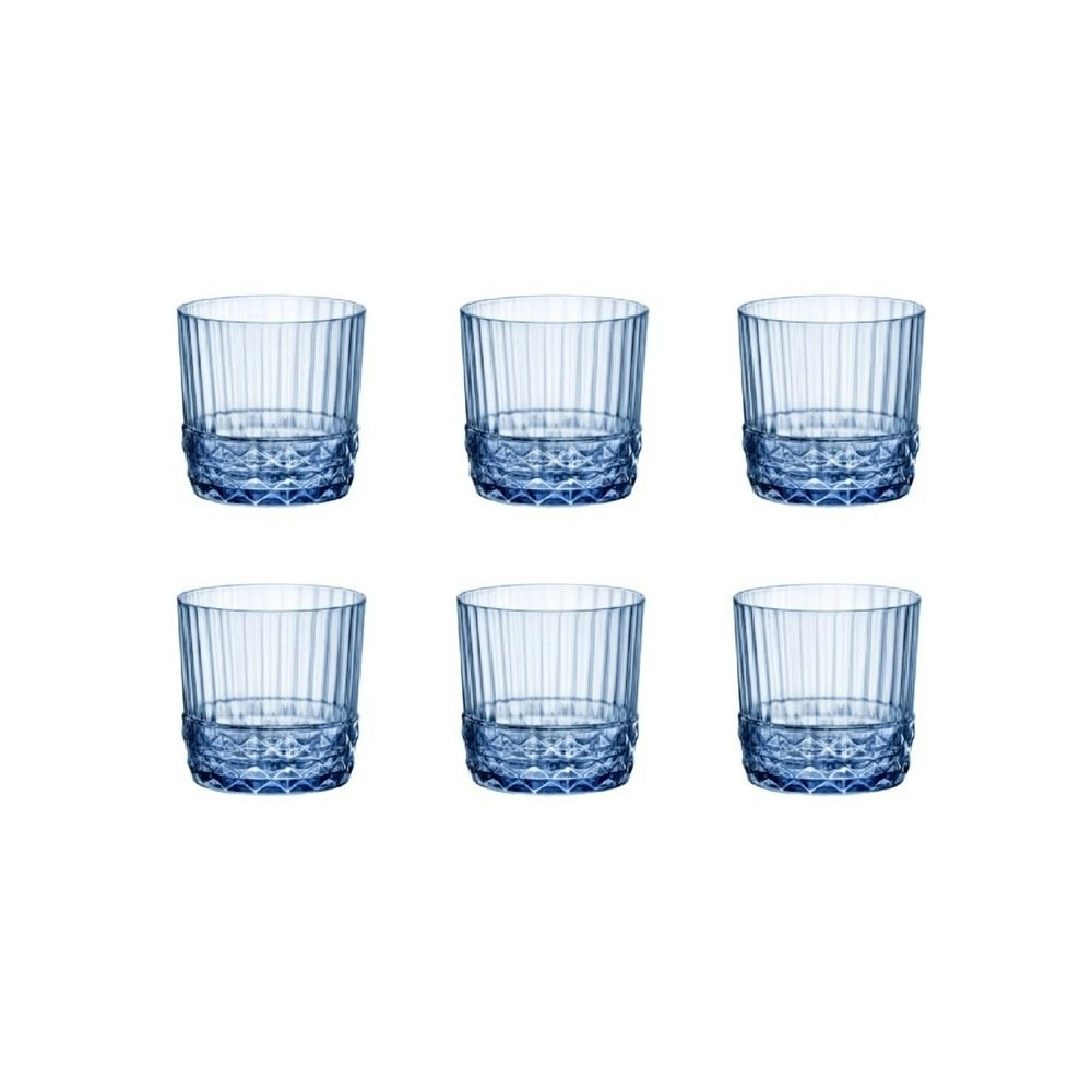 Bormioli Rocco AMERICA 20s 370ml ROCK DRINK GLASSES SET 6 -SAPPHIRE