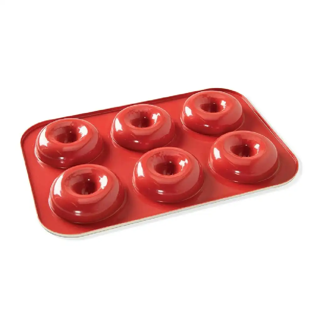Nordic Ware Non Stick Aluminium Red 6 Cup Donut Pan