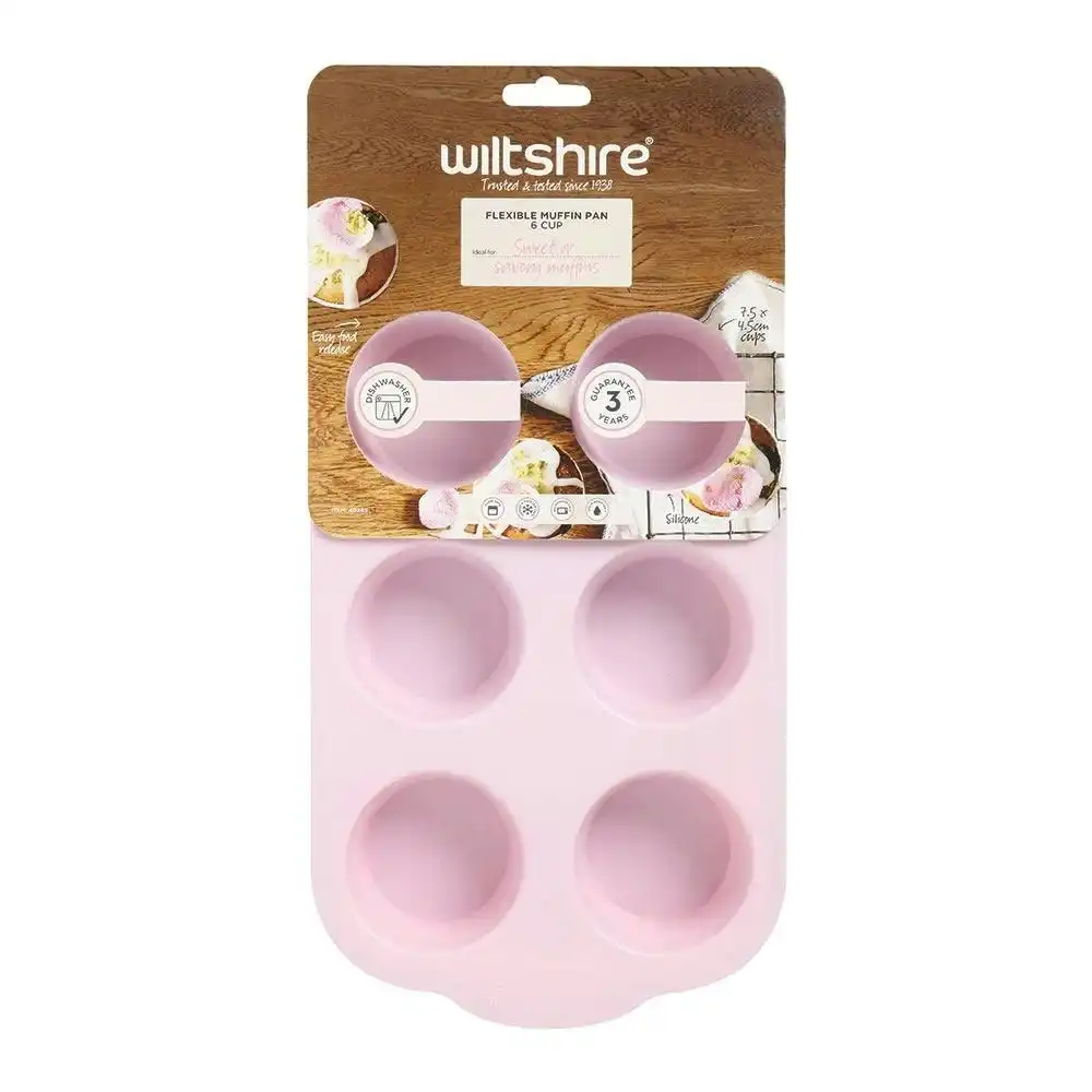 Wiltshire Pink Silicone 6 Cup Muffin Pan
