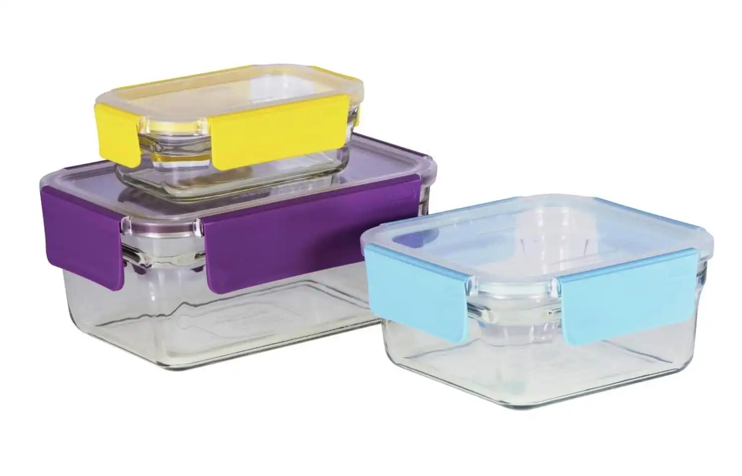 Glasslock 3 Piece Tempered Glass Food Container Premium Oven Safe Set