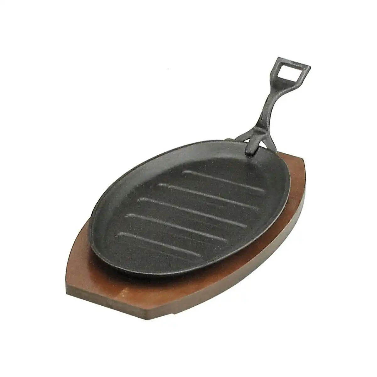 Chef Inox Black Hammer Stone Cast Iron Steak Sizzle Plate With Handle