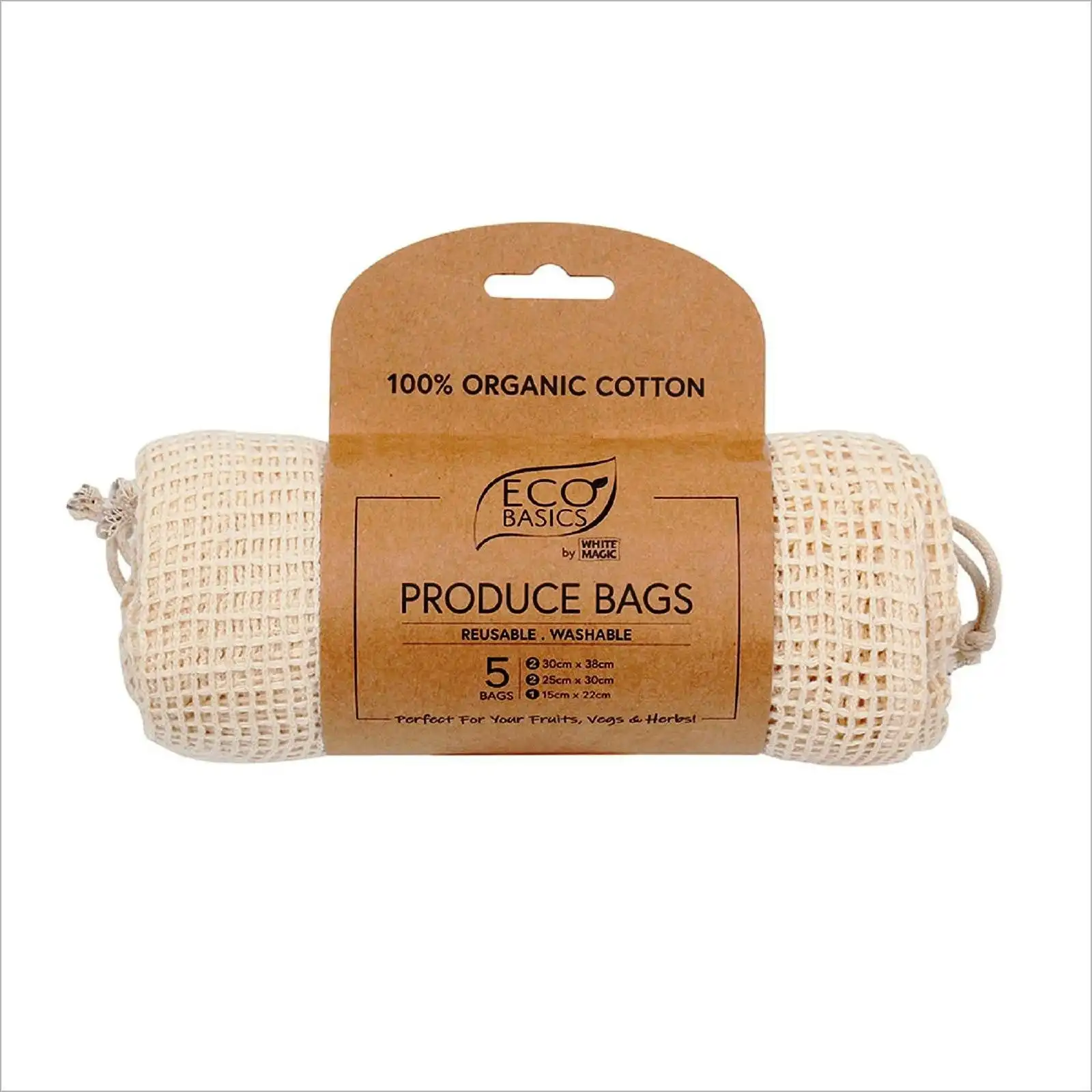 White Magic Reusable Produce Bags   Set Of 5