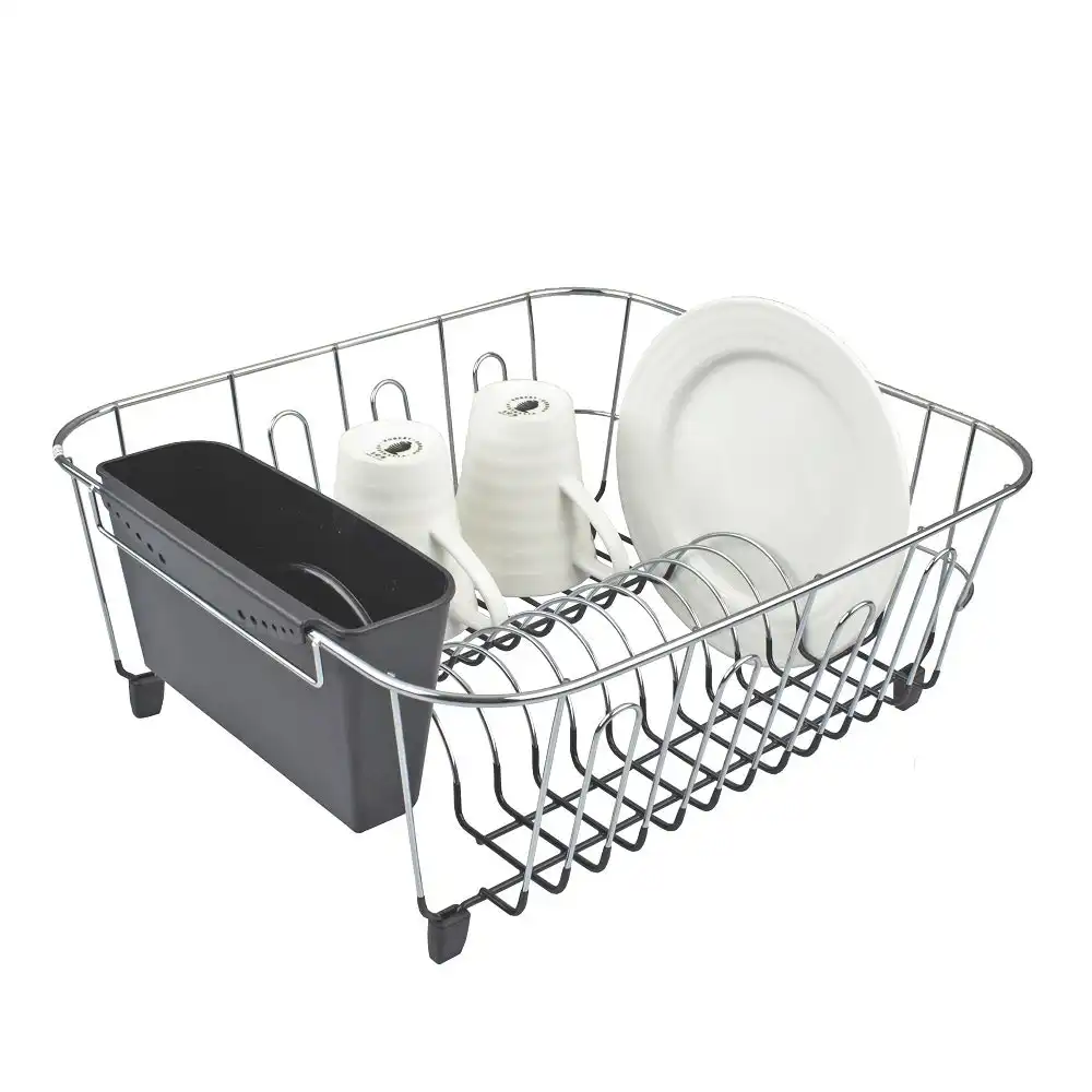 Dline Small Chrome Dish Rack With Caddy