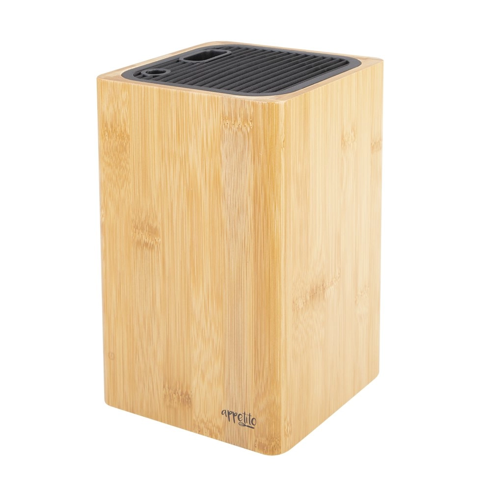 Appetito Square Universal Knife Block   Bamboo