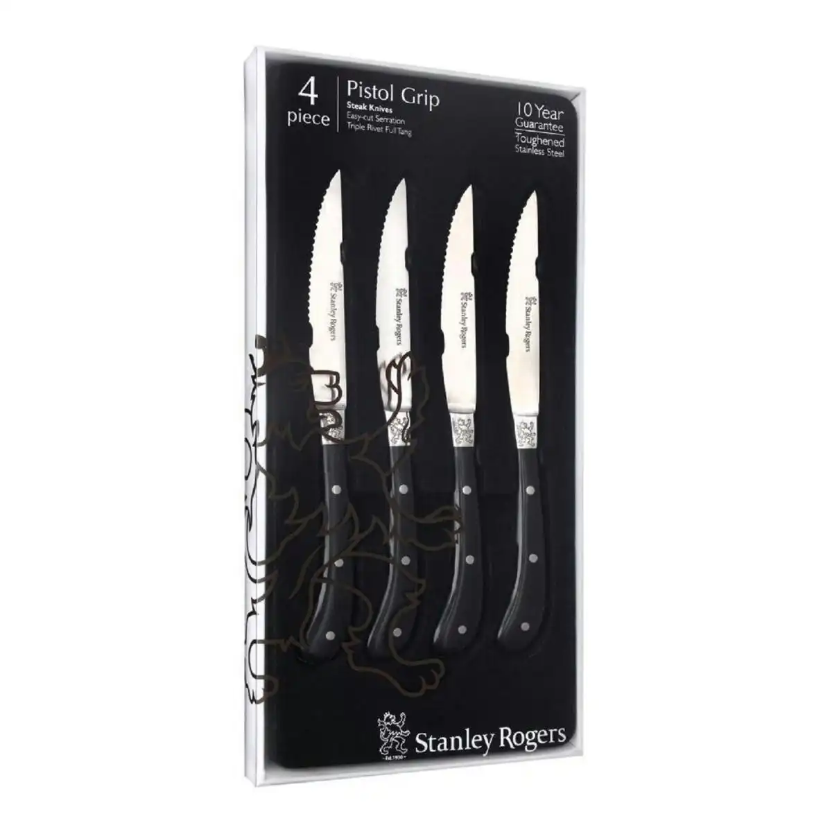 Stanley Rogers 4 Piece Pistol Grip Steak Knives   Artisan Black