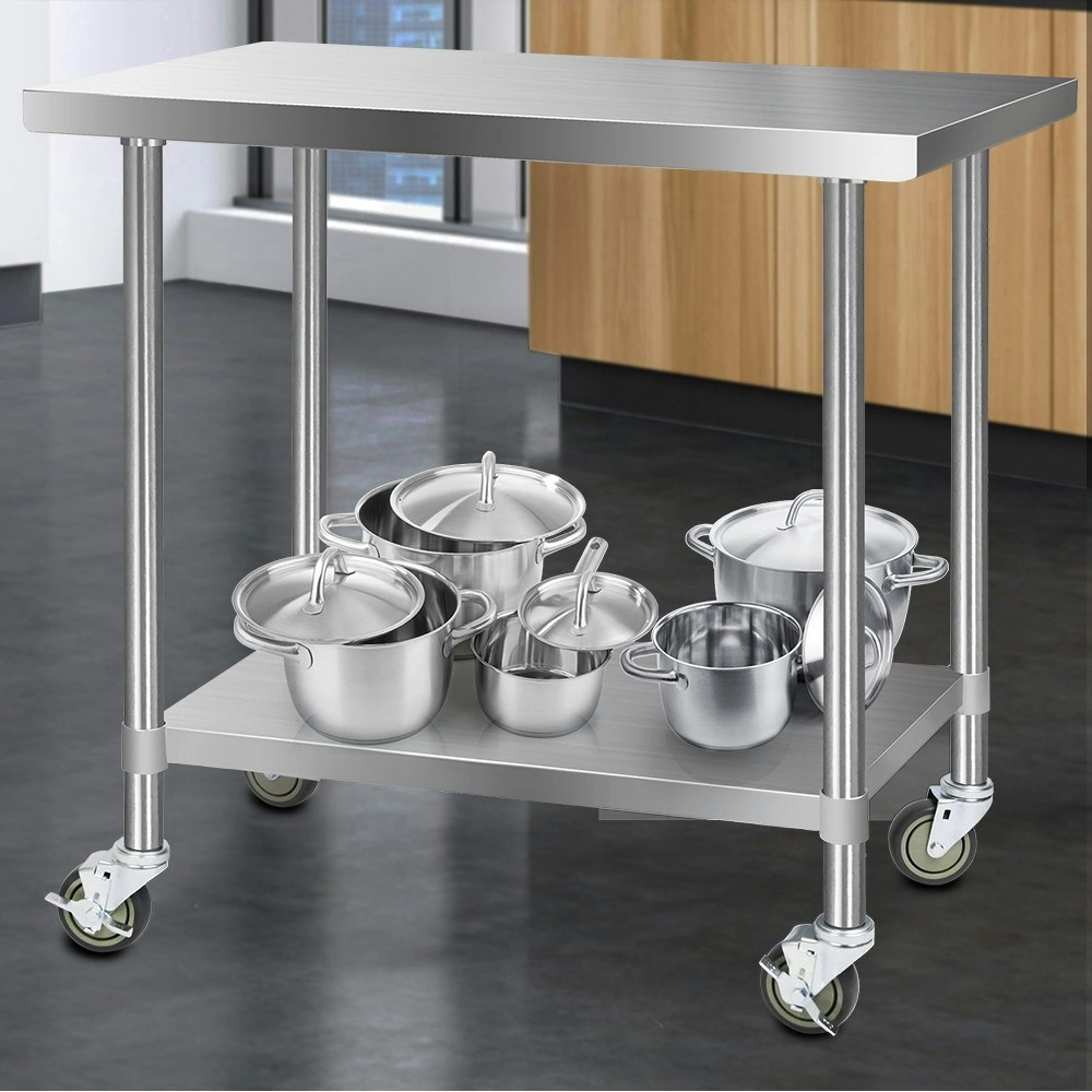 Cefito 1219x610mm Stainless Steel Kitchen Bench with Wheels 430