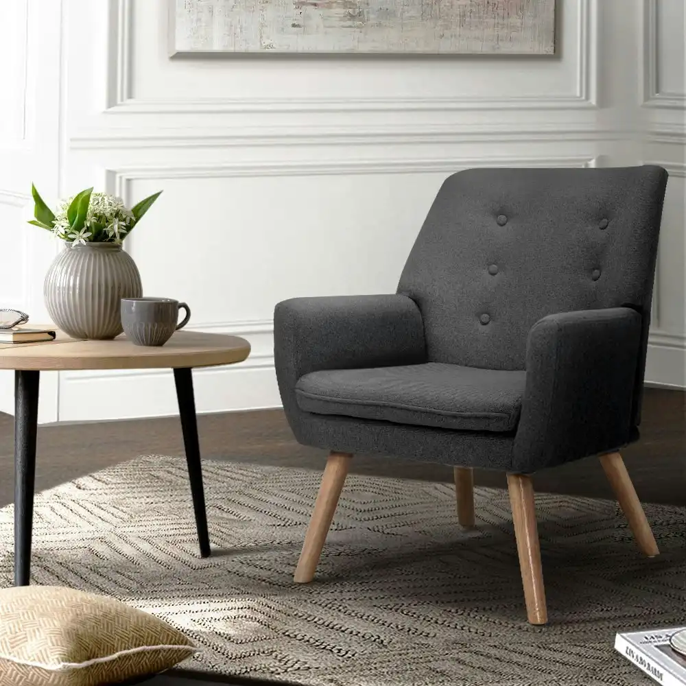Artiss Armchair Tub Chair Single Accent Armchairs Sofa Lounge Fabric Charcoal