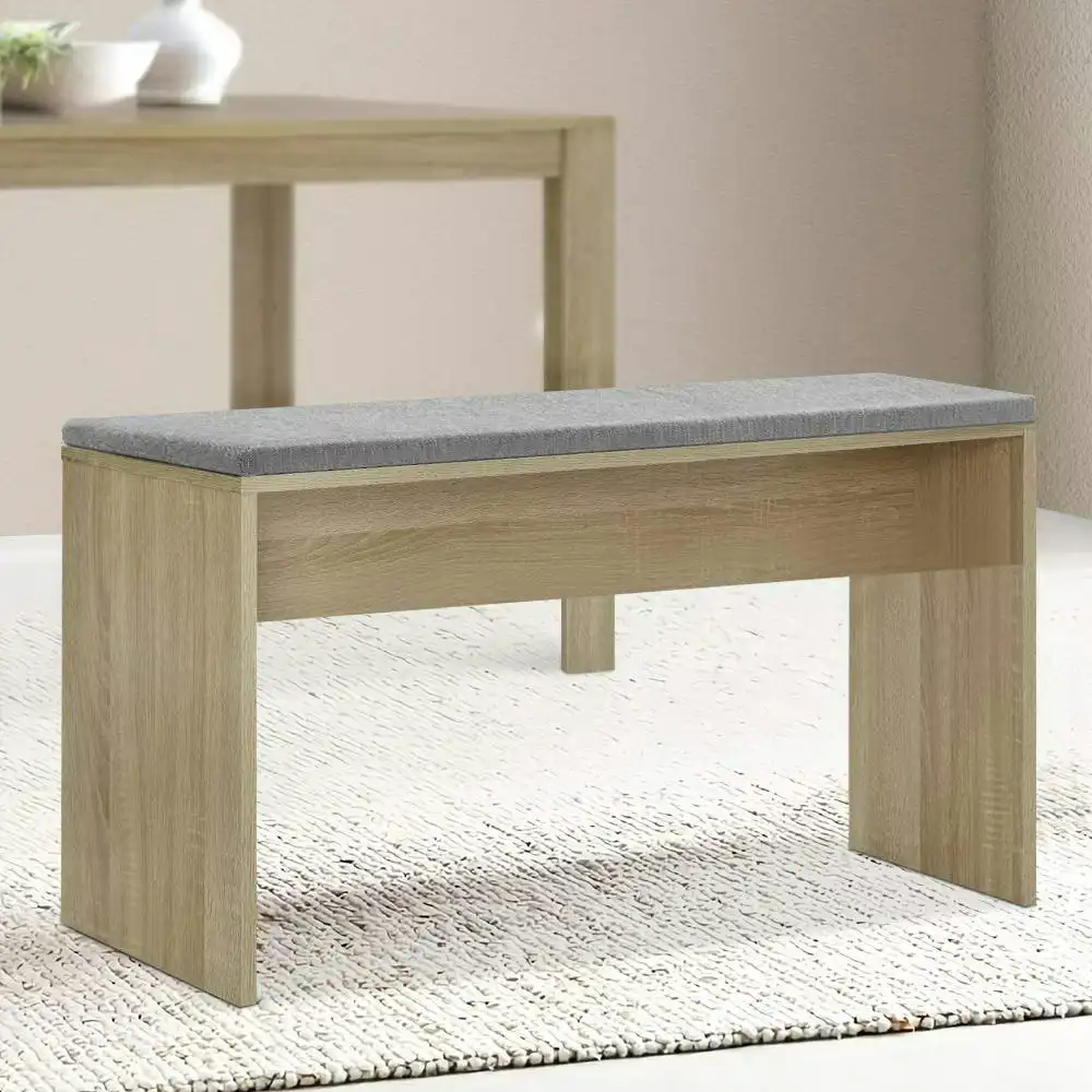 Artiss Dining Bench Upholstery Seat Stool Chair Cushion Furniture Oak 90cm