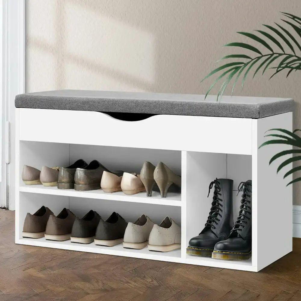 Artiss Shoe Cabinet Bench Shoes Organiser Storage Rack Shelf White Cupboard Box