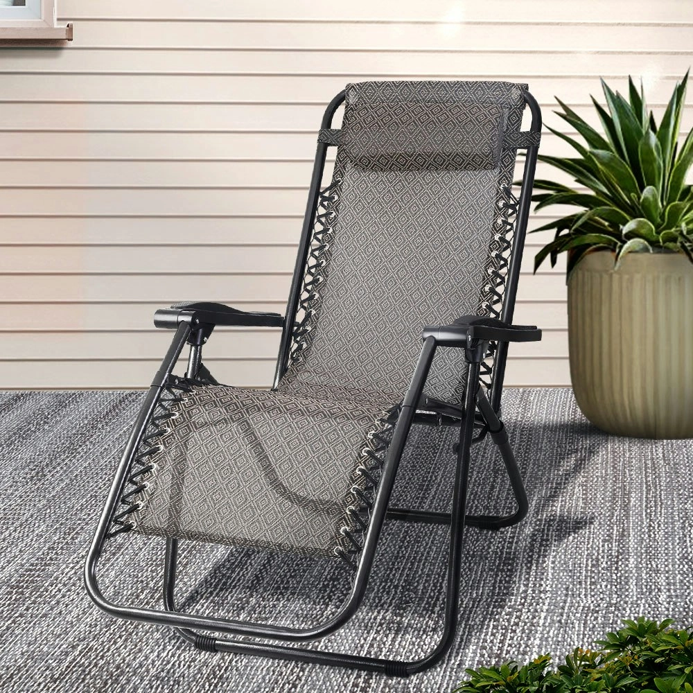 Gardeon Zero Gravity Chair Folding Outdoor Recliner Adjustable Sun Lounge Camping Beige