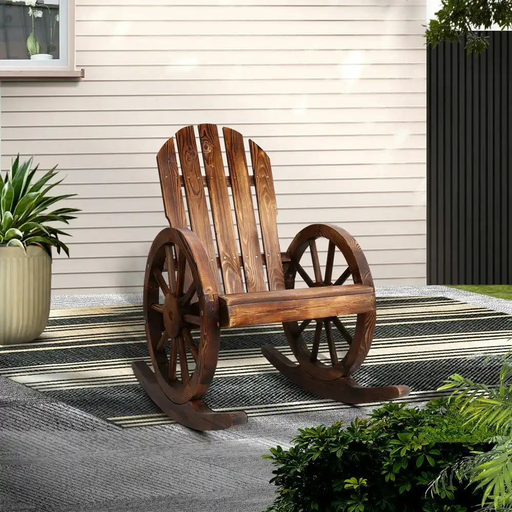 Gardeon Rocking Chairs Wooden Wagon Chair Outdoor Furniture Lounge Patio Garden