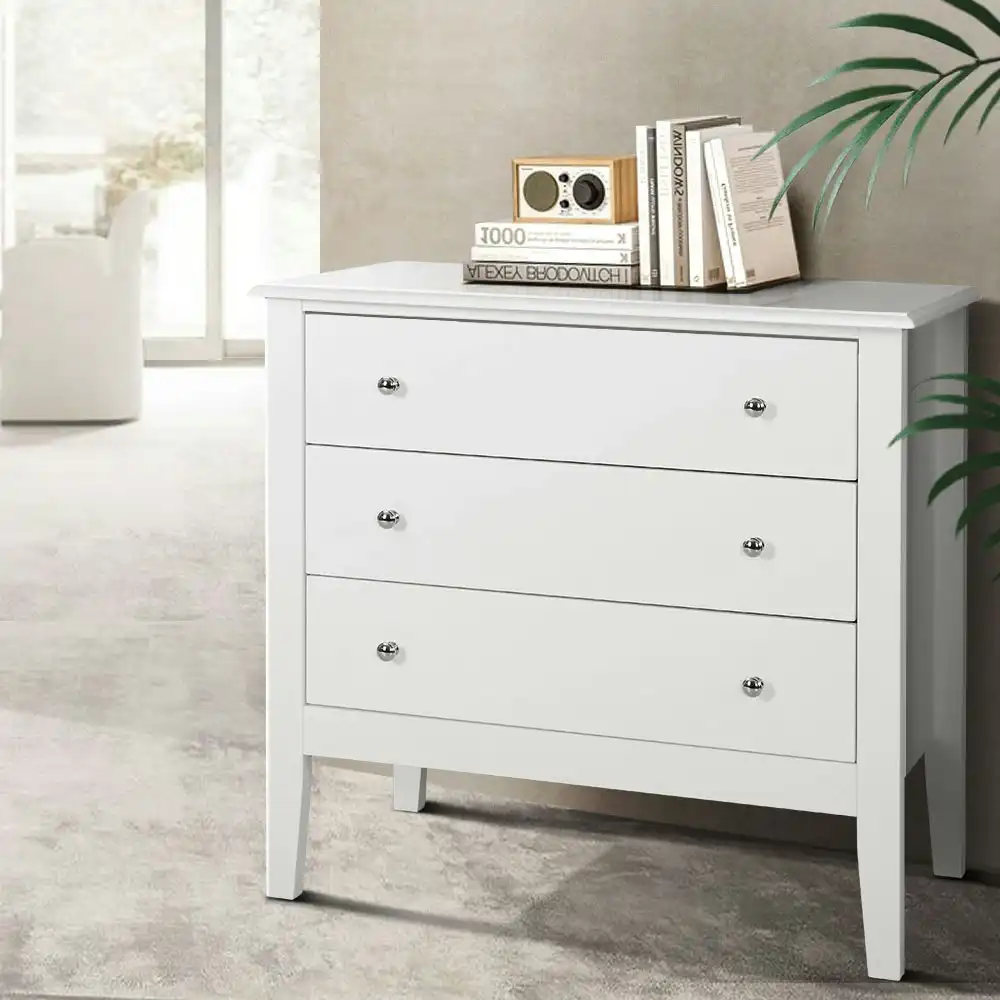 Artiss 3 Chest of Drawers  - BRITTANY White